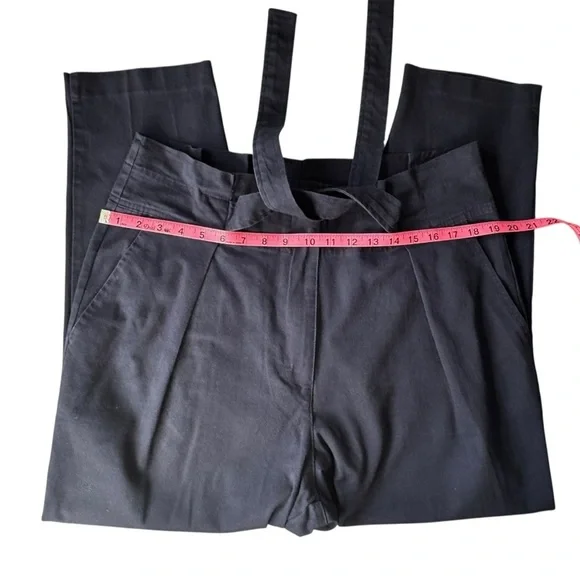 🖤 DKNY Black Belted High-Waisted Tapered Pants – Size 14 - Picture 6 of 10